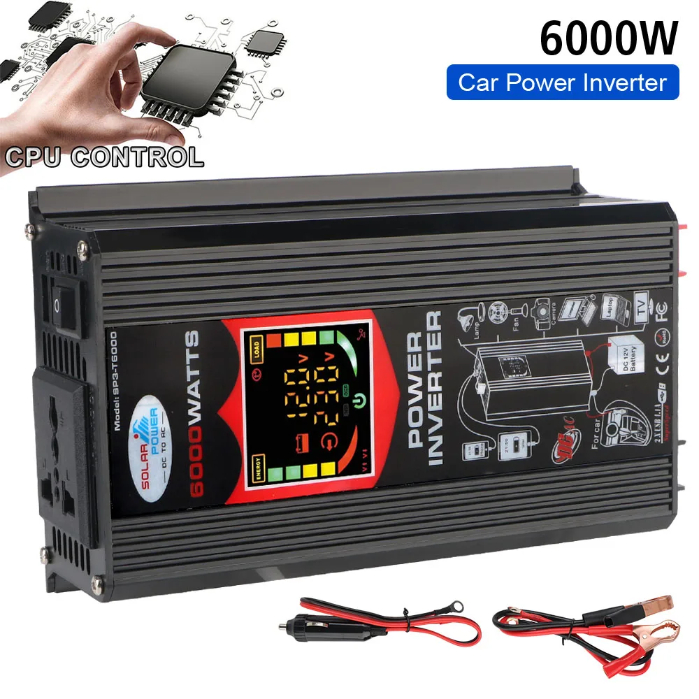 Car Power Invertor Vehicle-Mounted Household AC Converter DC 12V To 220V Socket With 4.2A USB 6000W Universal Car Accessories