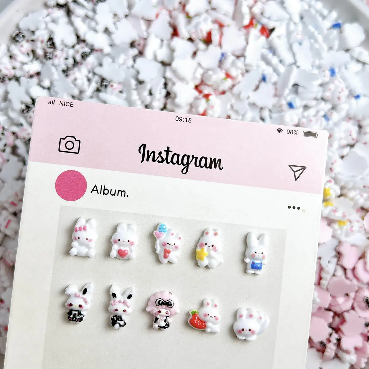 3D Hars Kawaii Wit Konijn Nagel Charmes Cartoon Multi Stijl Konijn Nail Art Decoraties Telefoon Case Handgemaakte DIY Ambachten Onderdelen