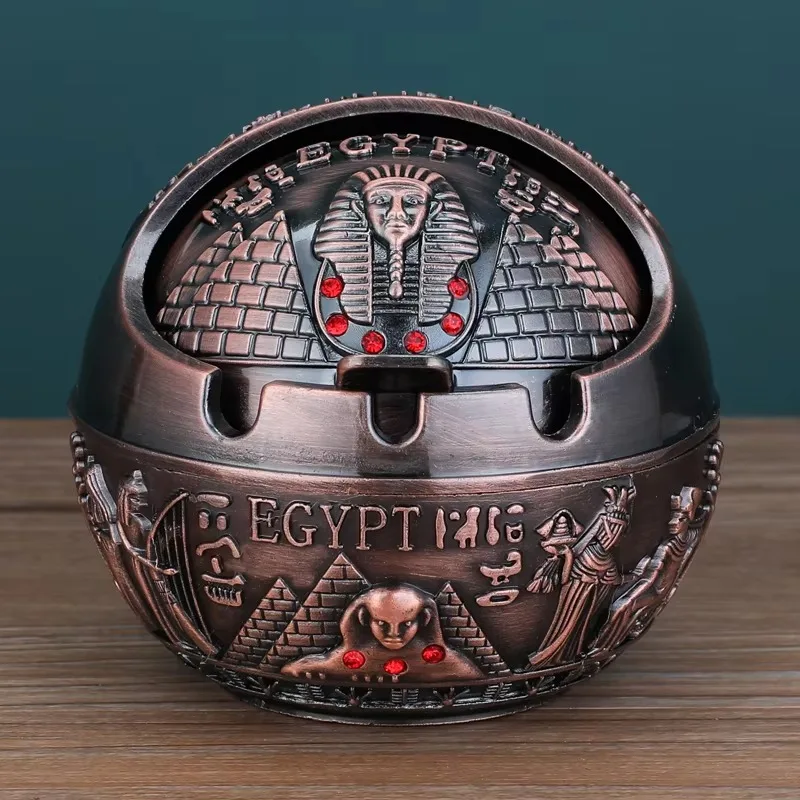 European ashtray home creative retro metal ashtray anti-fly ash cover decoration Egypt