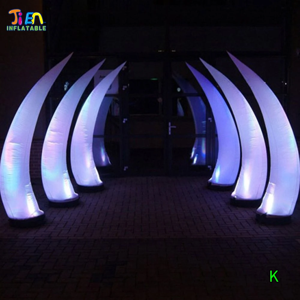 1.5m/2m/3m inflatable ox horn cone with colorful led lights shinning lighting inflatable pillars poles