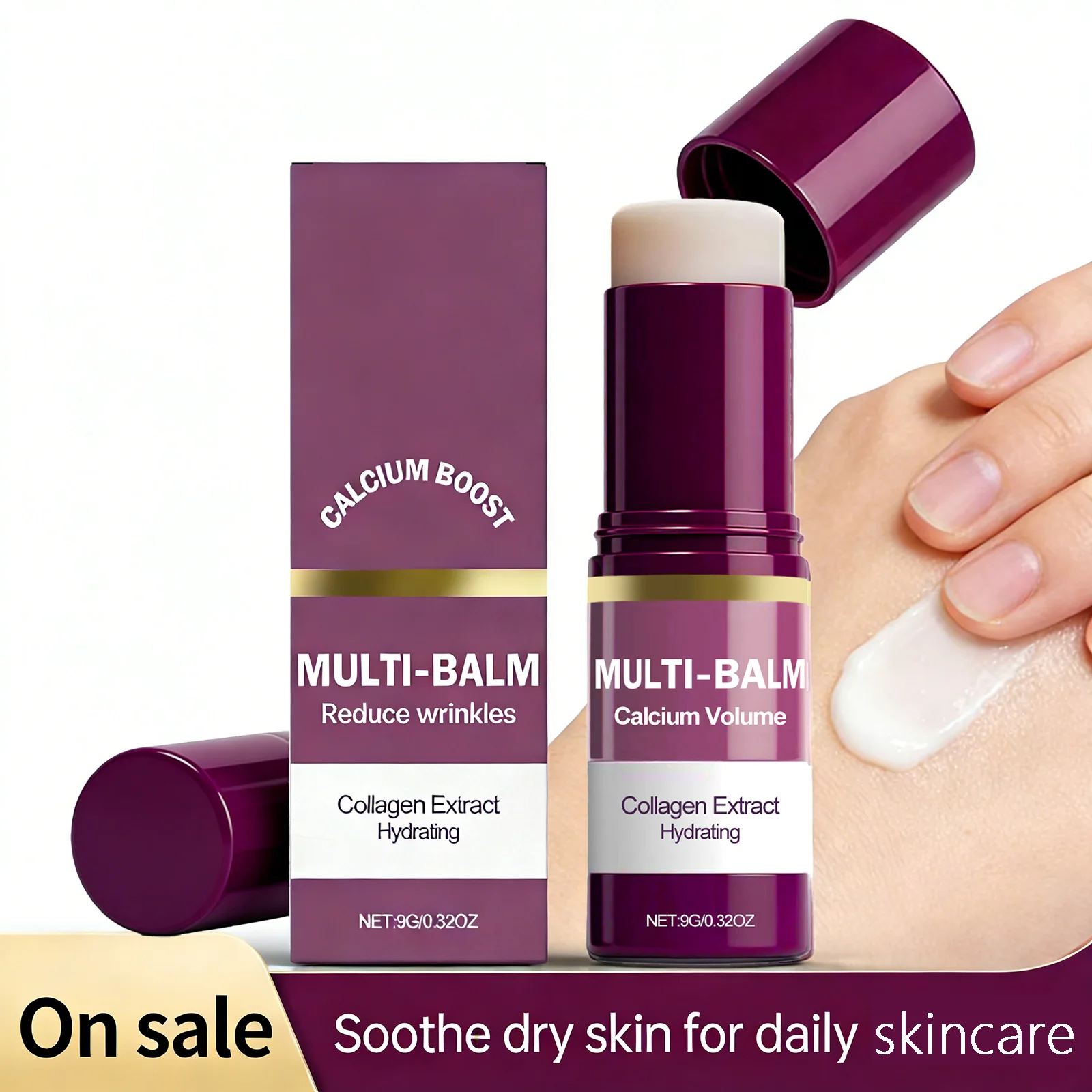 

Anti-Aging Calcium Solid Cream Stick Deep Moisturizing for Face Reduces Wrinkles Soothes Dry Skin Daily Anti-Wrinkle Skincare