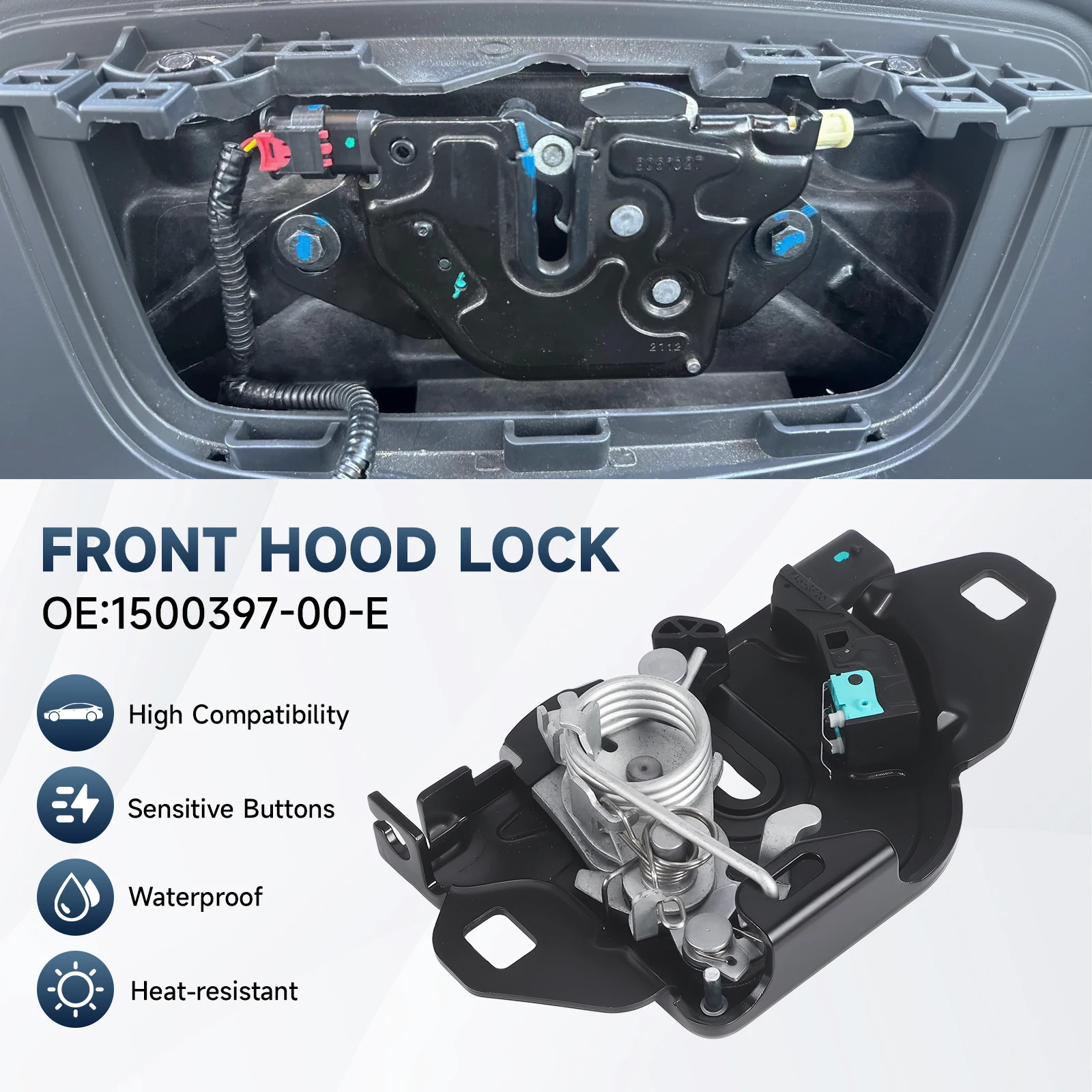 Für Tesla Model 3 Y 2021-2024 Verriegelungsaktuator OE 1500397-00-E Motorhauben-Entriegelungsmechanismus Auto-Zubehör – Detail 2