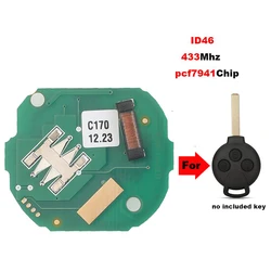 jingyuqin Remote Key Case Cover Keyless Entry Fob 3 Buttons For MERCEDES BENZ Smart Fortwo 451 FSK 434MHZ Remote Car Key