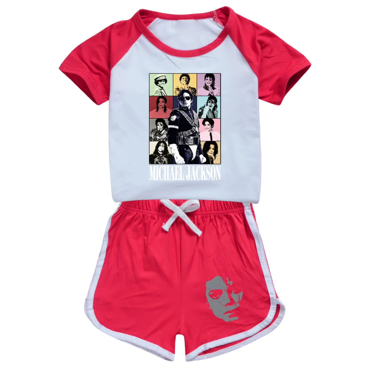 New  Kids Clothes Summer Boys Michael Jackson Baby Girls Sportswear Set Children Short Sleeve T Shirt + Shorts Set