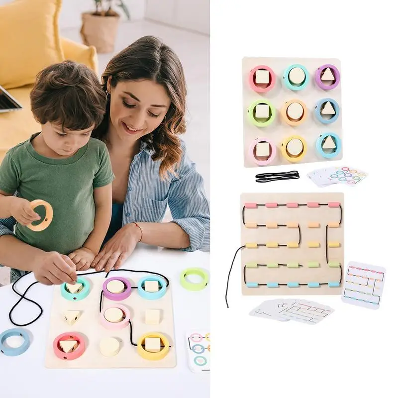 

Wooden Lacing Toy Wooden Montessori Educational Learning Fine Motor Skill Travel Toy Learning Fine Motor Skill Travel Toy Kids