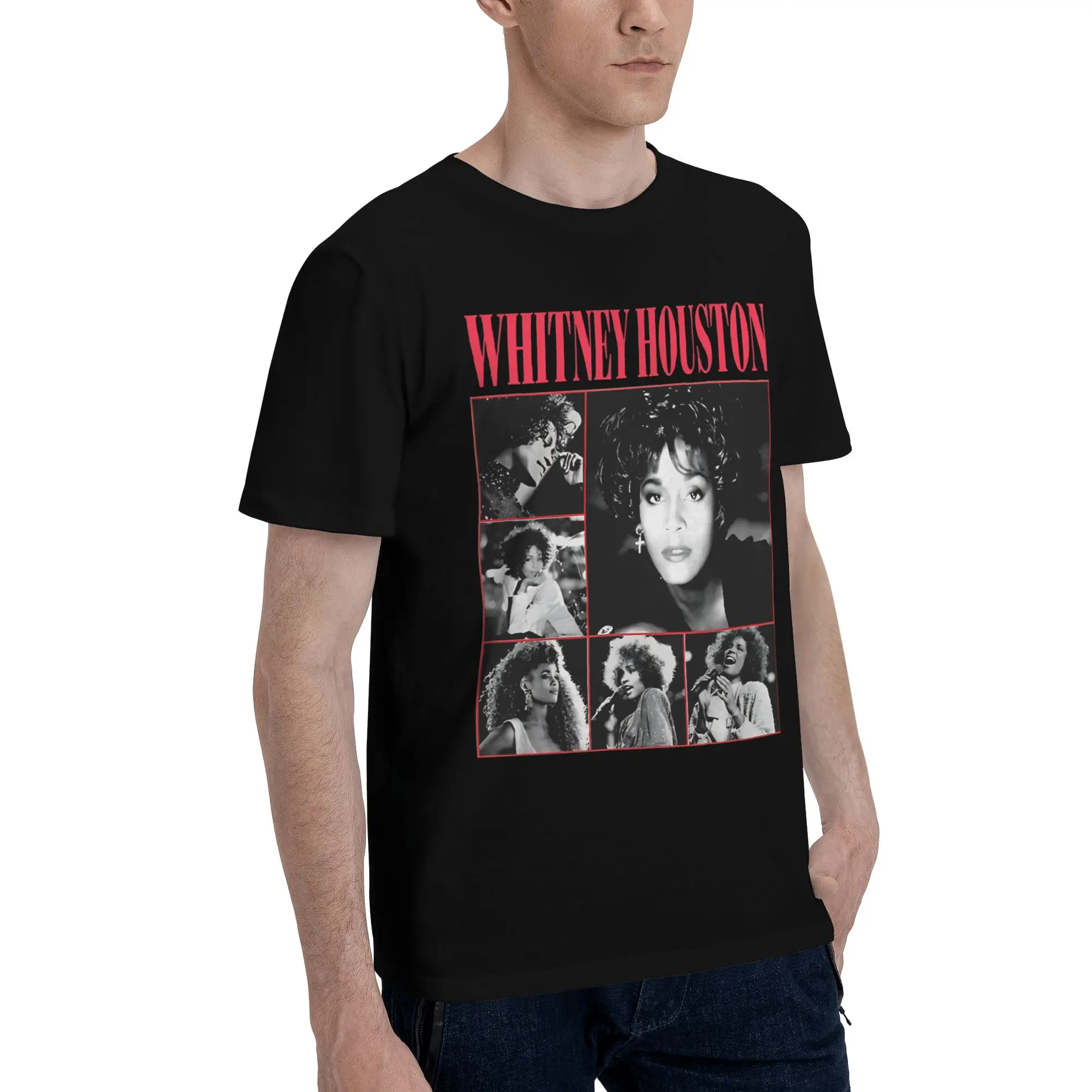 Whitney Houston   Novelty Graphic 100% Cotton T-Shirt Whitney Houston Tees Tops For Men
