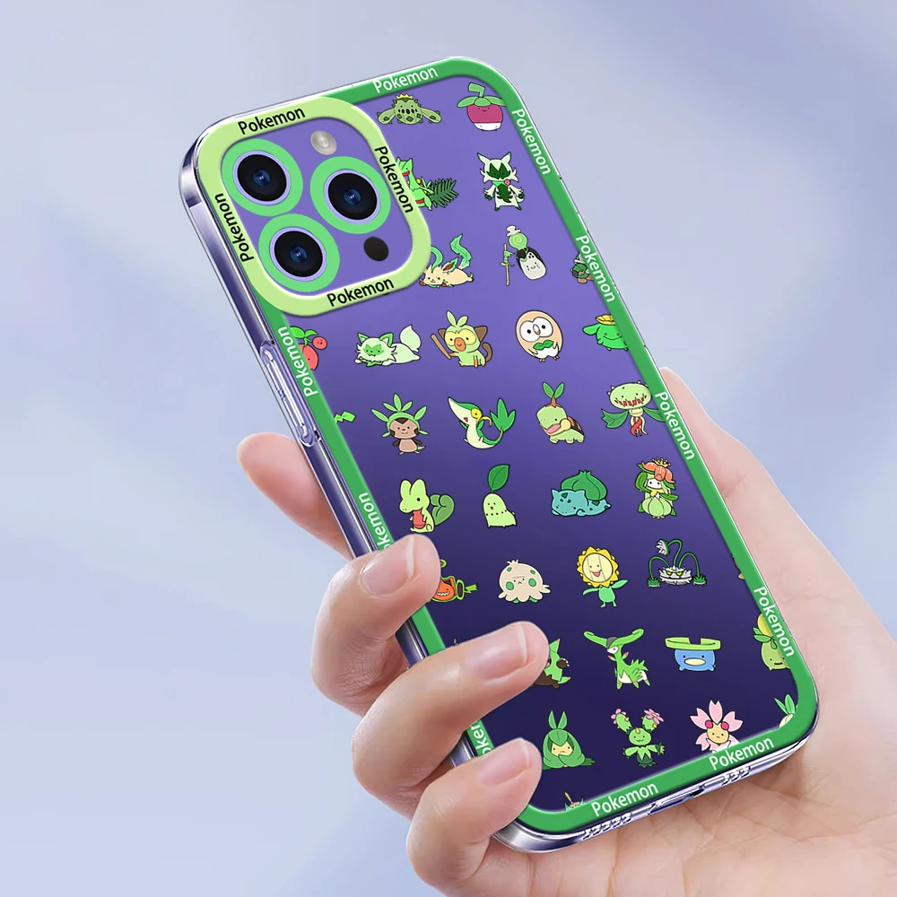 Cute P-Pokemon Phone Case for Samsung S24 S23 S22 S21 A55 A54 FE PLUS ULTRA Transparent Bezel Cover