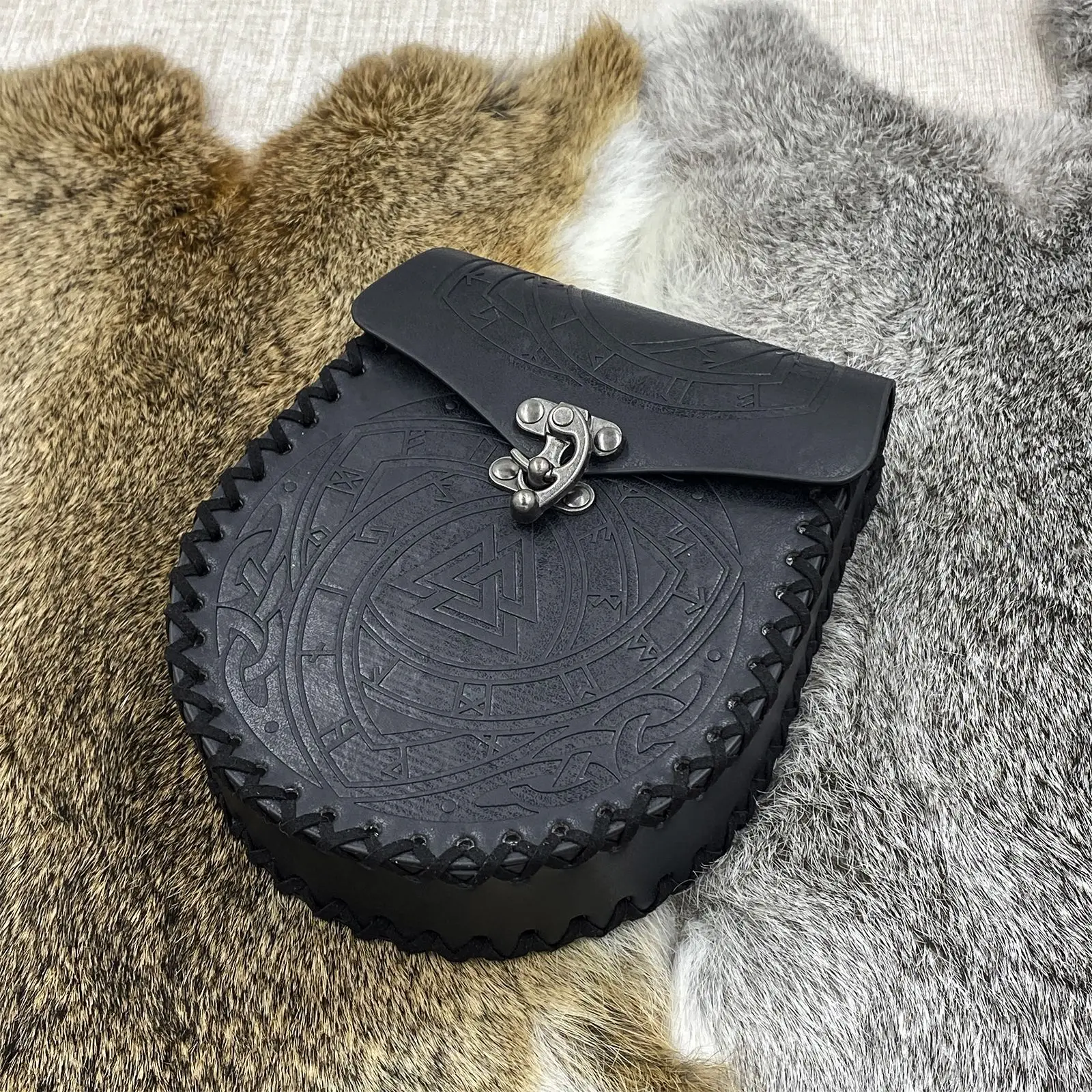 Renaissance Tasche Nordic Geprägte Gürteltasche Renaissance Kostüm Zubehör LARP Taille Tasche Cosplay Geldbörse Retro Mittelalter – Detail 20