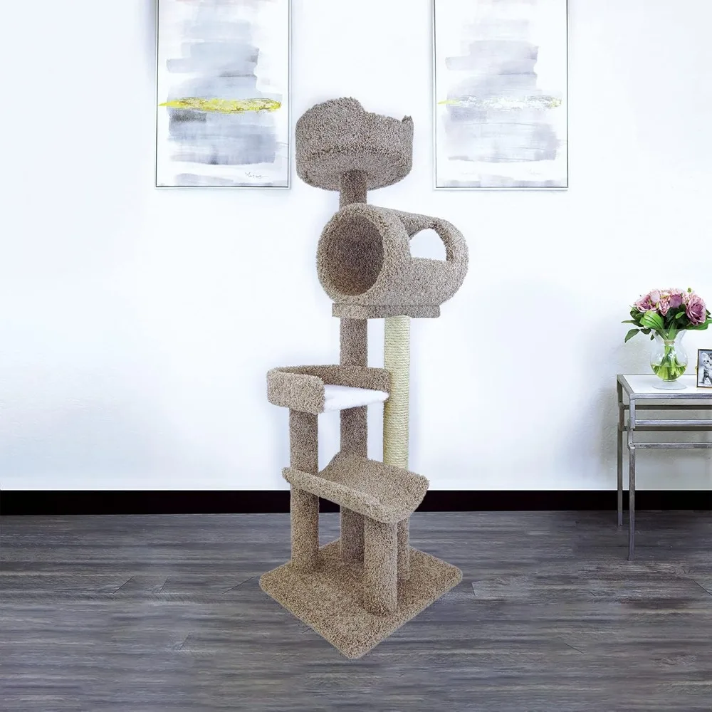 

New Cat Condos 140003- Solid Wood Cat Climbing Tower Cat Tree