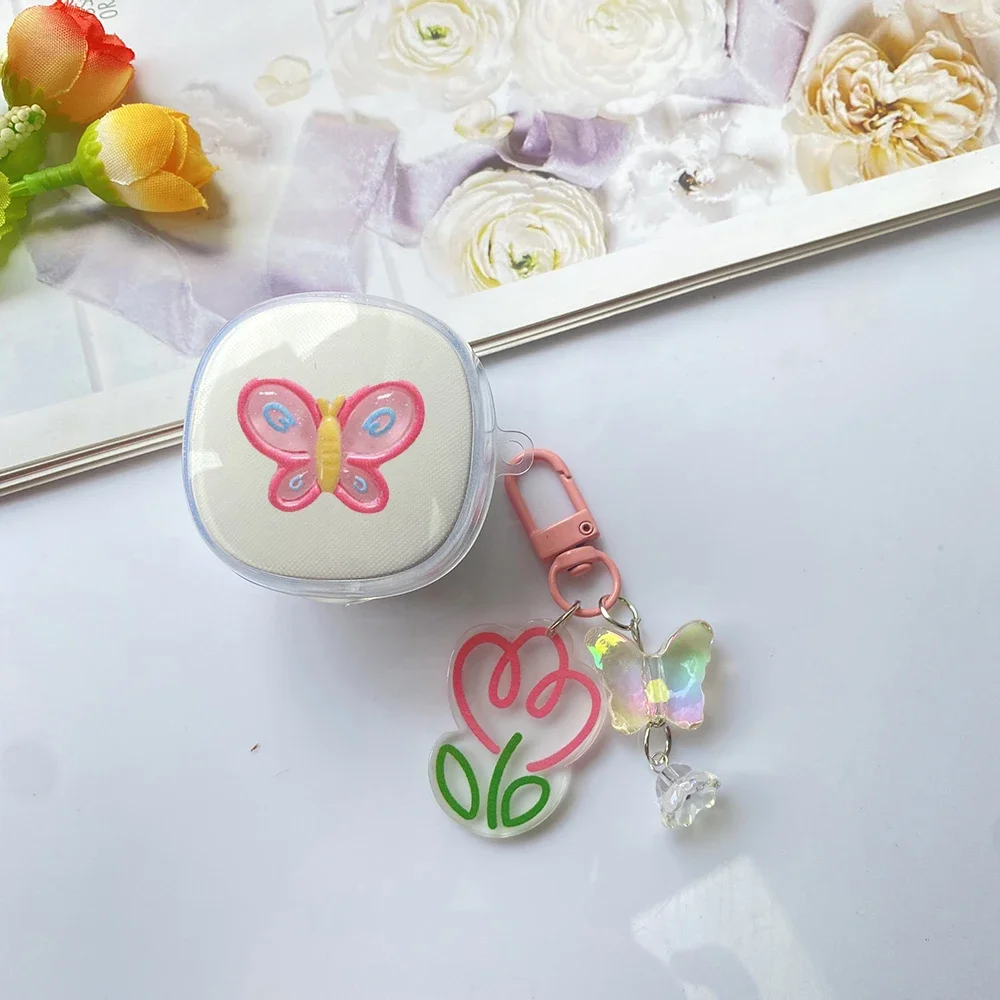 Funda de lona con colgante de flores para QCY, cubierta de silicona transparente para auriculares, ANC / HT05