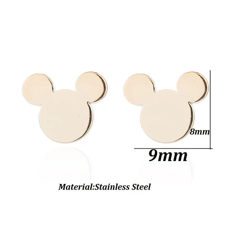 Cute Small Mickey Head Stud Earring Gold Silver Color Stainless Steel Minnie Mouse Charm Jewelry For Women Girls Party Gift