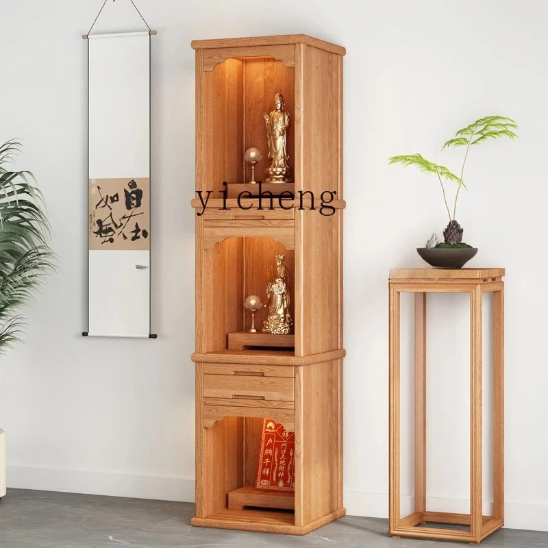 FG-24 Solid wood Buddha table cabinet with door Buddhist niche New Chinese Bodhisattva table God of Wealth cabinet
