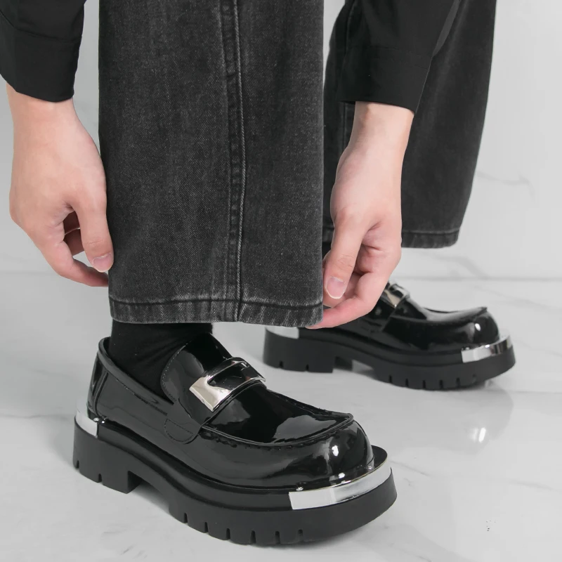 Men's thick soled leather shoes Luxury designer trendy High quality styles Party or daily work office Black 38-46 New Hot