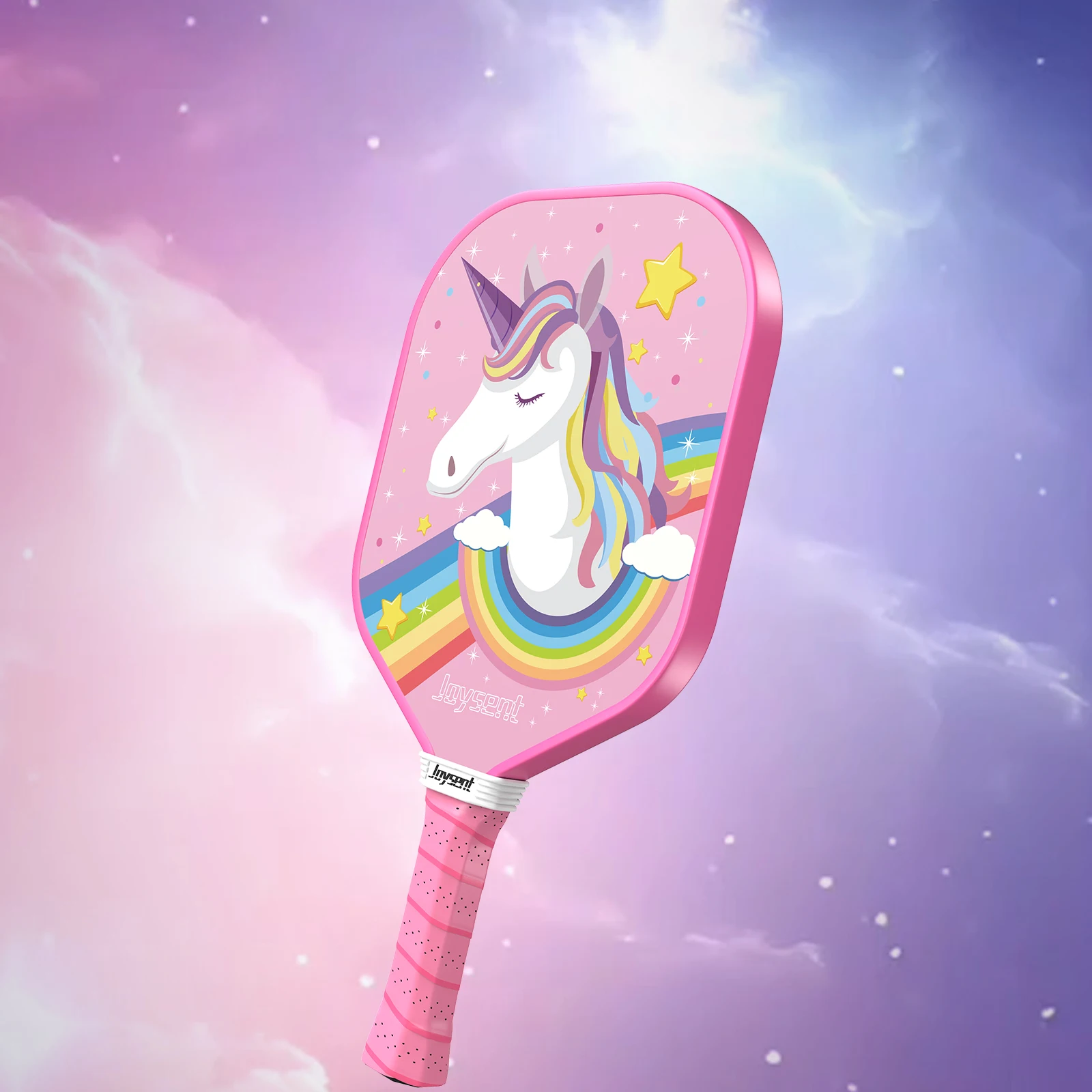 Kids Pickleball Paddle T300 Carbon Fiber PP Honeycomb 14mm Beginner Lightweight Children Rackets Gifts Dreamy Unicorn Pink