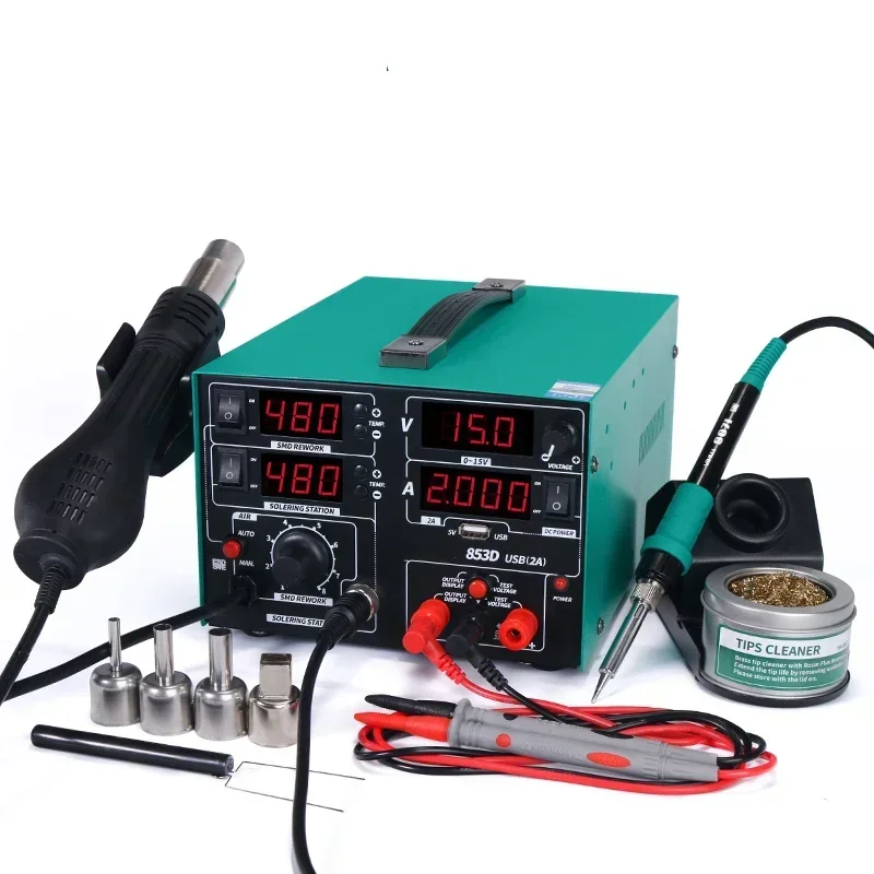 New 853D Intelligent Hot Air Gun Desoldering Station Power Supply Three-in-one 30V 5A Constant Temperature Electric Soldering Ir