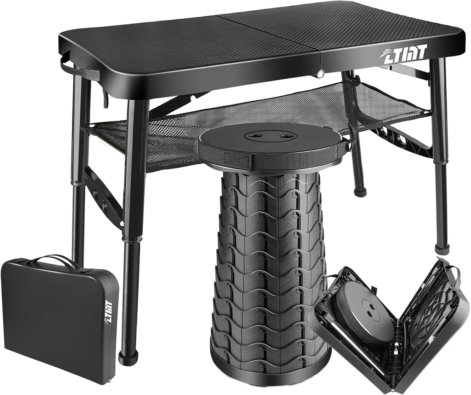 

Portable Folding Table & Stool Set, Adjustable Height, Lightweight for Camping Picnic RV Outdoor