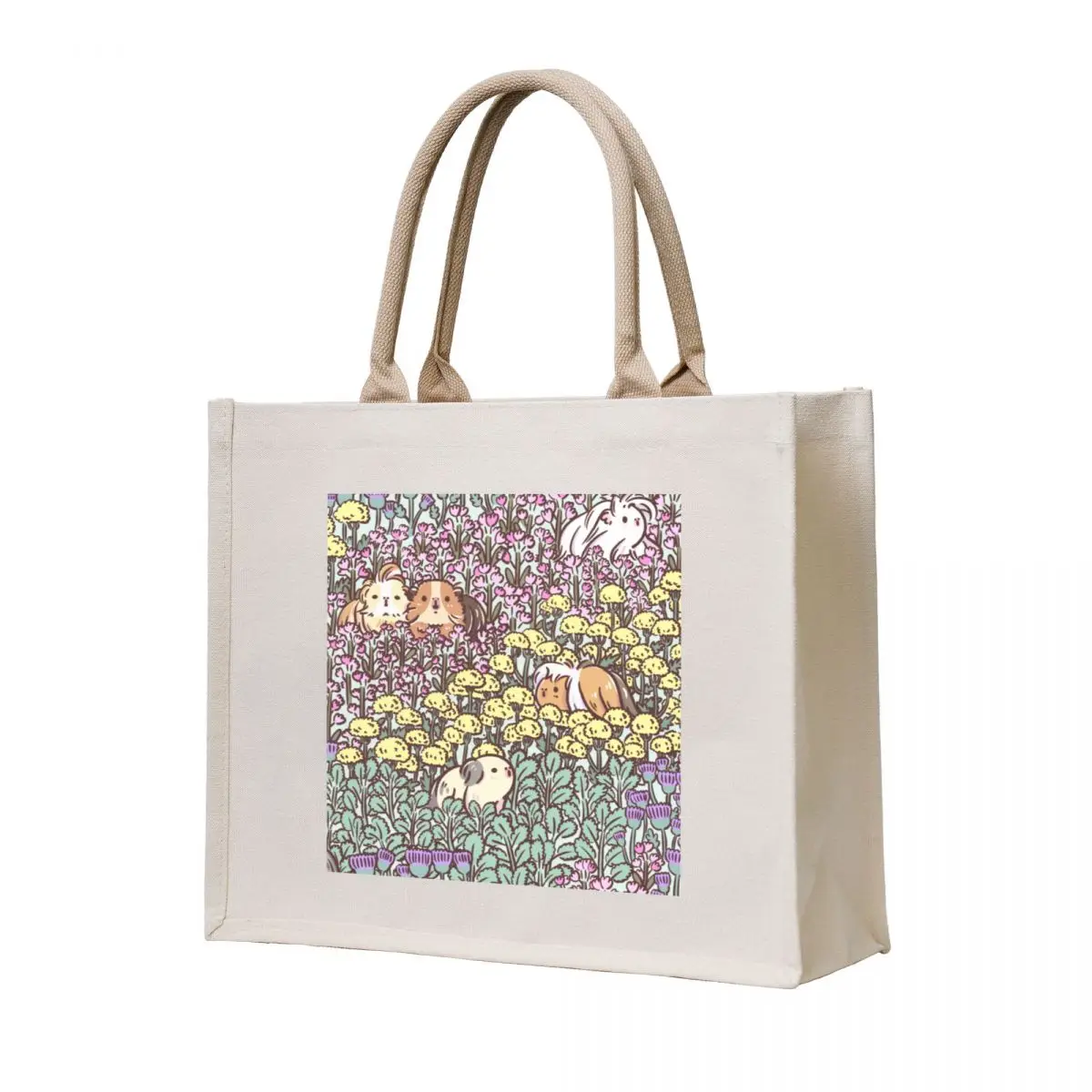 

Long Haired Guinea pigs and Floral Garden pattern Tote Bag large tote bag Shopper bag tote screen