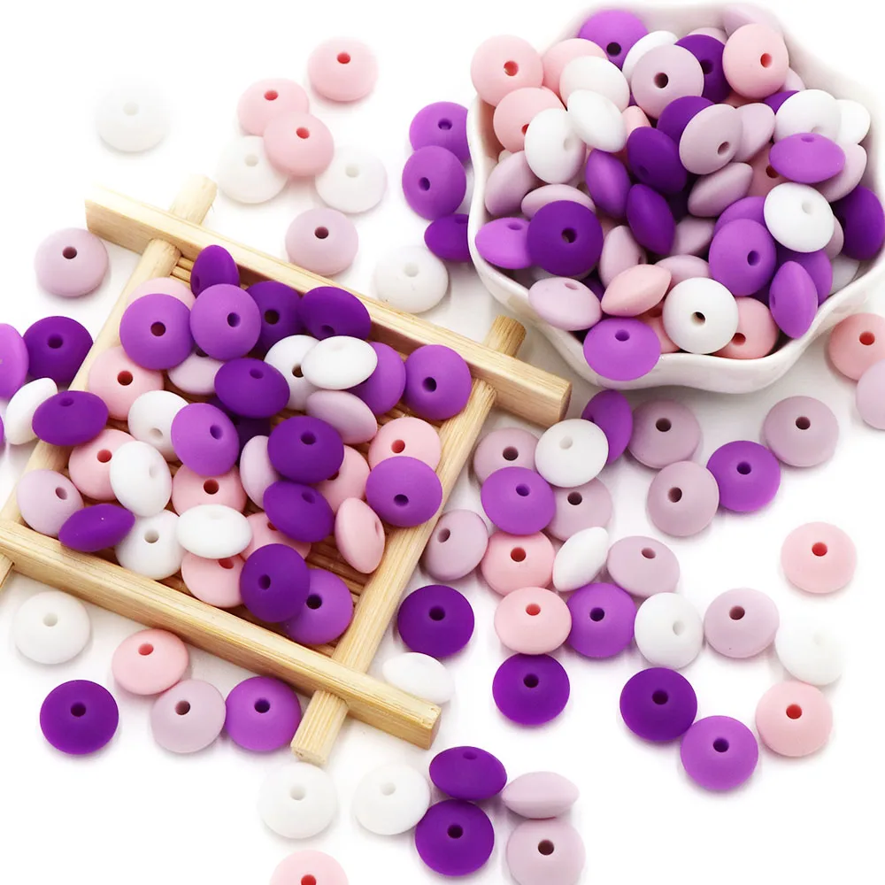 BOBO.BOX 100pc12mm Silicone Lentil Beads Baby Teething Bead BPA-Free Food Grade Making Baby Oral Care Pacifier Chain Accessorise