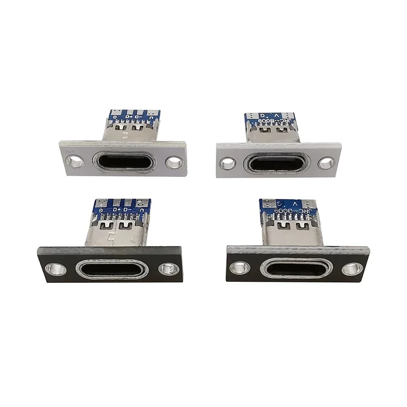 10Pcs USB 3.1 Type C Jack Connector 2Pin/4Pin Female Charging Port Socket with Screw Fixing Plate