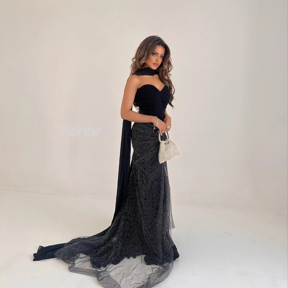 

FLORINE TULIRAIN Floor-Length A-Line Sweetheart Elegant Long Lace Shawl Evening Dress Cocktail Prom Gown For Sexy Women 2023