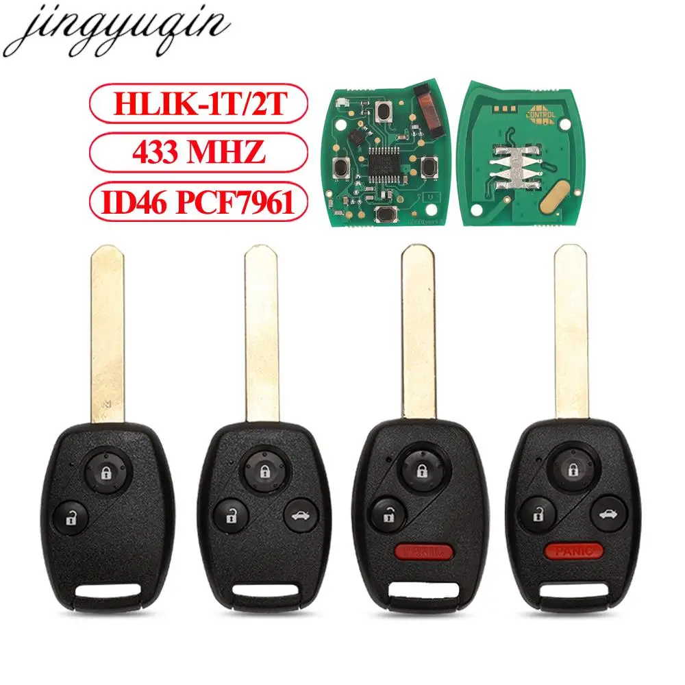

Jingyuqin HLIK-1T/HLIK-2T 2/3/4 кнопки дистанционный автомобильный брелок-будильник 433 МГц ID46 PCF7961 для Honda CR-V ACCORD CITY 2006-2011 CE0891