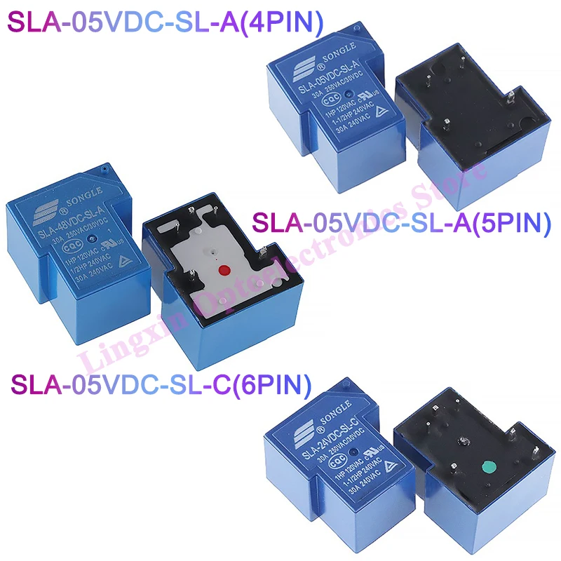 5Pcs/lot Power Relays SLA -05V 09 12V 24V 48V DC -SL-A -C 4Pin/5Pin /6Pin 30A T90 SLA-05VDC-SL-A SLA-12VDC-SL-A SLA-24VDC-SL-C