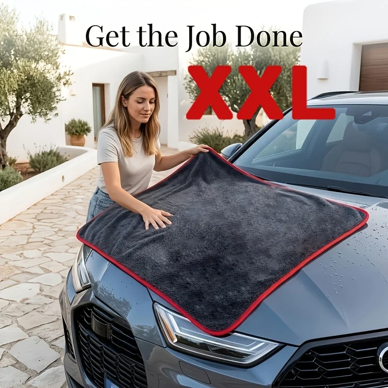 XXL Extra Large Microfiber Car Drying Towel with Twisted Ring Design - Super Absorbent Thickening Technology Suitable for Sedans