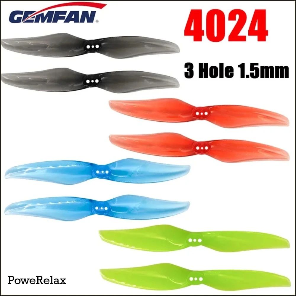 8 Paar (16 Stück) Gemfan Hurricane 4024 3-Loch-Propeller 1,5 mm 4x2,4 Zoll 2-Blatt CW CCW Drohnenpropeller für Mini FPV Brushless Motor