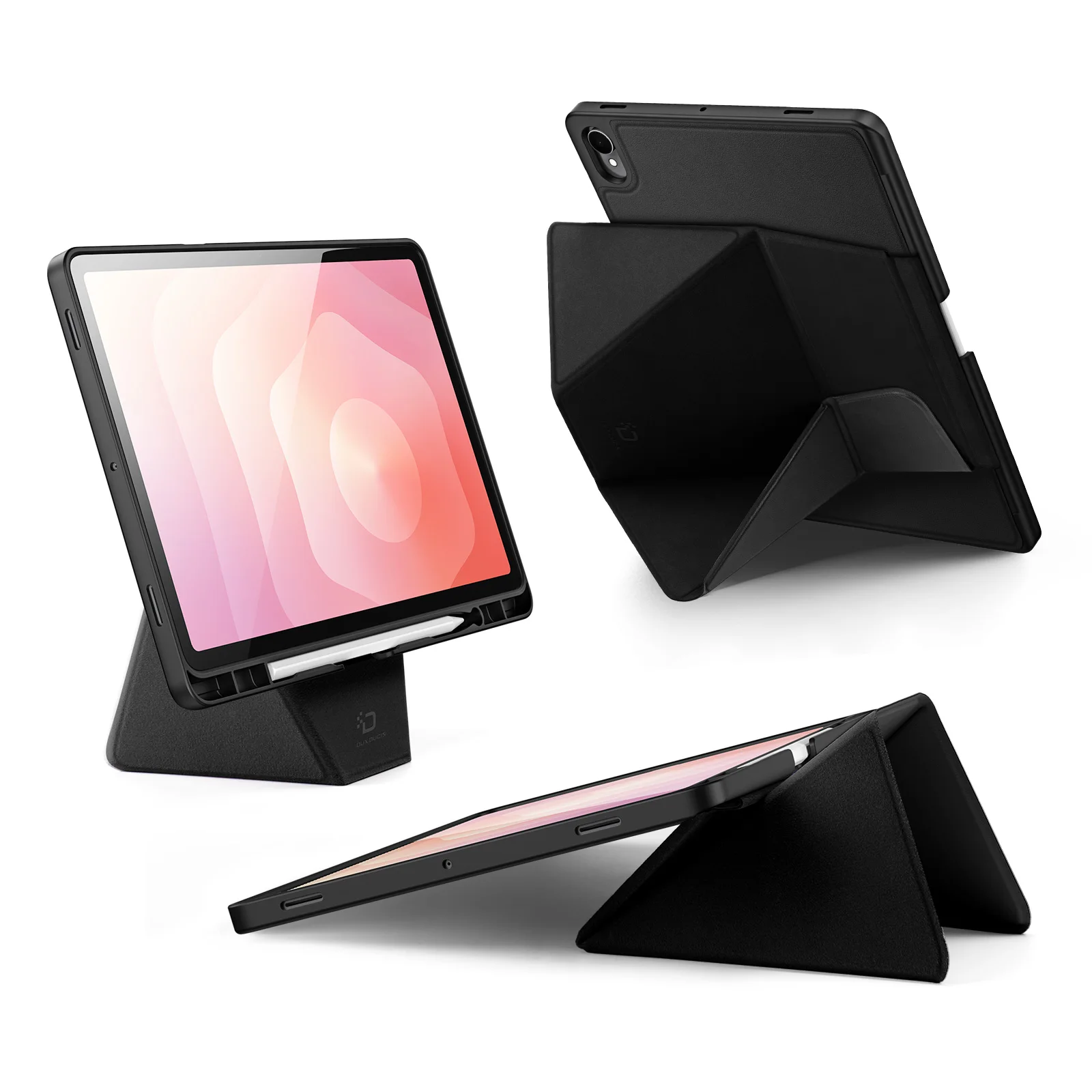For Samsung Galaxy Tab S11 Tablet Case DUX DUCIS Vers Series Multi-function Folding Stand Leather Cover - Black