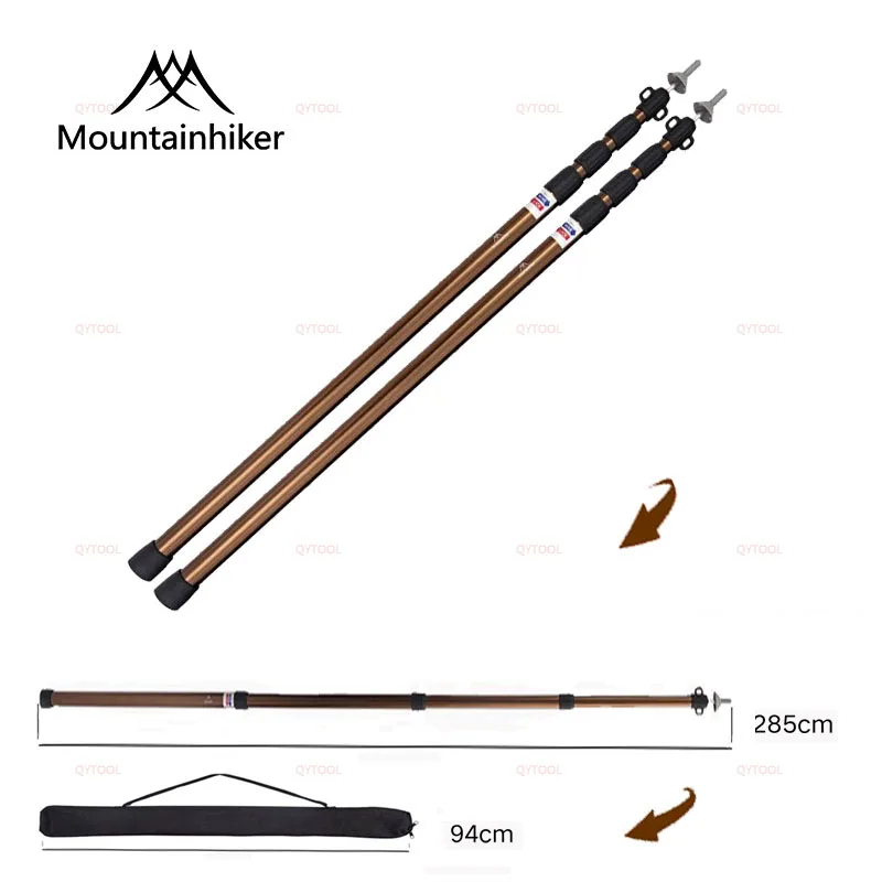 MOUNTAINHIKER Telescopic canopy pole Aluminum Alloy 2.8m Four-section Adjustable Tent Support Rod camping supplies텐트폴대