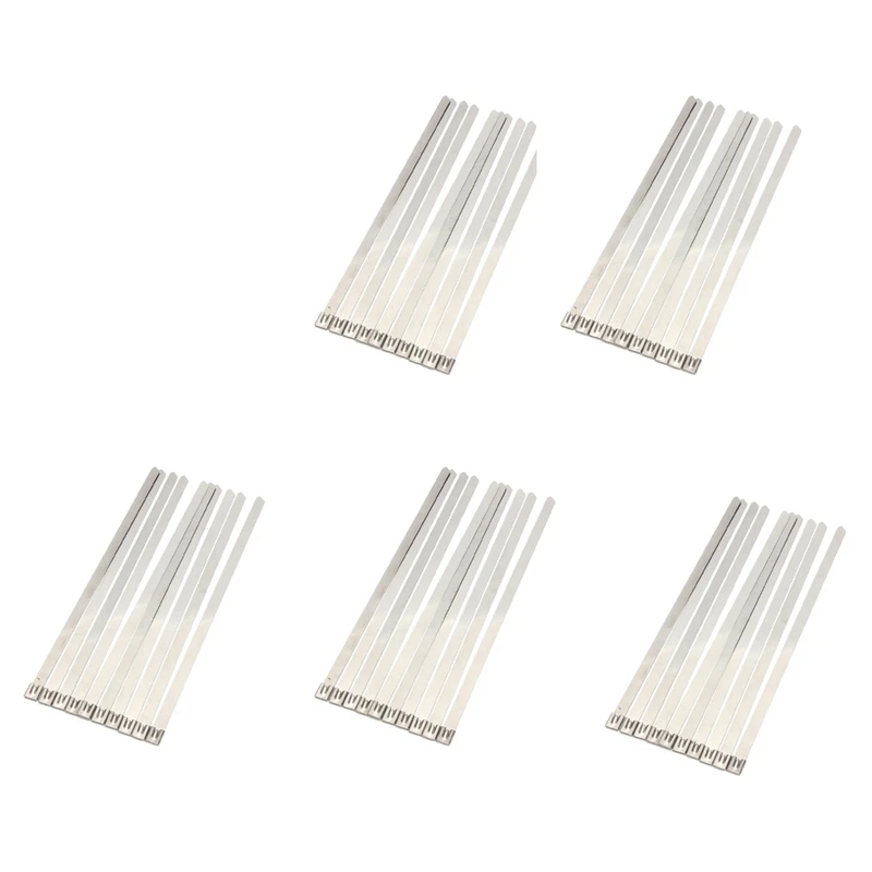 50 Pcs 0.39 Inch X 15.75 Inch Stainless Steel Metal Cable Zip Tie Wrap Exhaust Straps