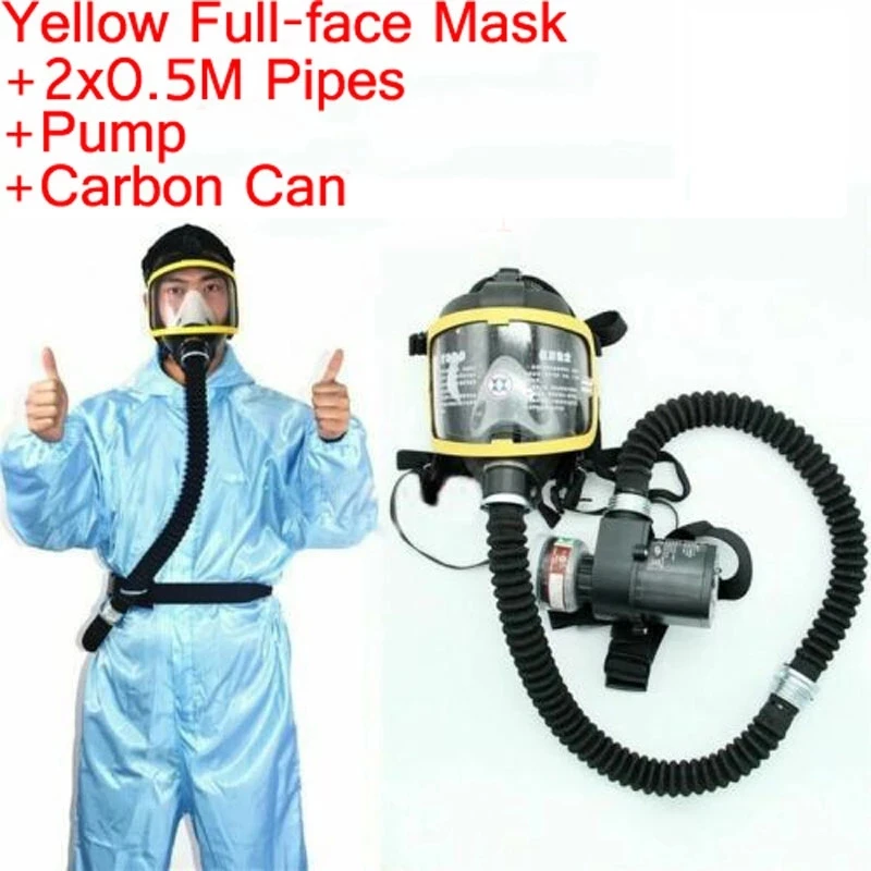 New Electric Constant Flow Air Supply Type Full Face Gas Mask Painting Tool Respirator System Industrial Chemical Safety Use