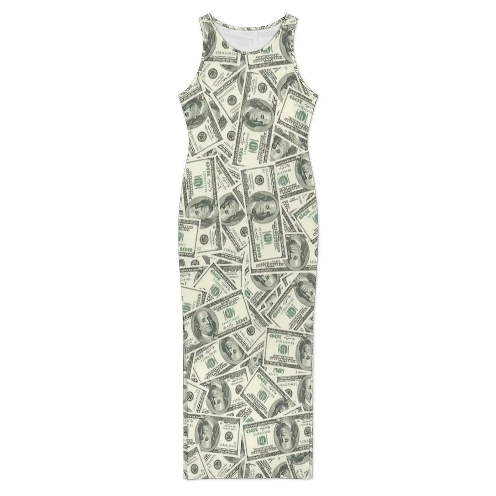 One Hundred Dollar Bills 100 Benjamins Giant Dress Fashion Maxi Dresses Vintage Bodycon Dress Women Graphic Big Size Vestidos