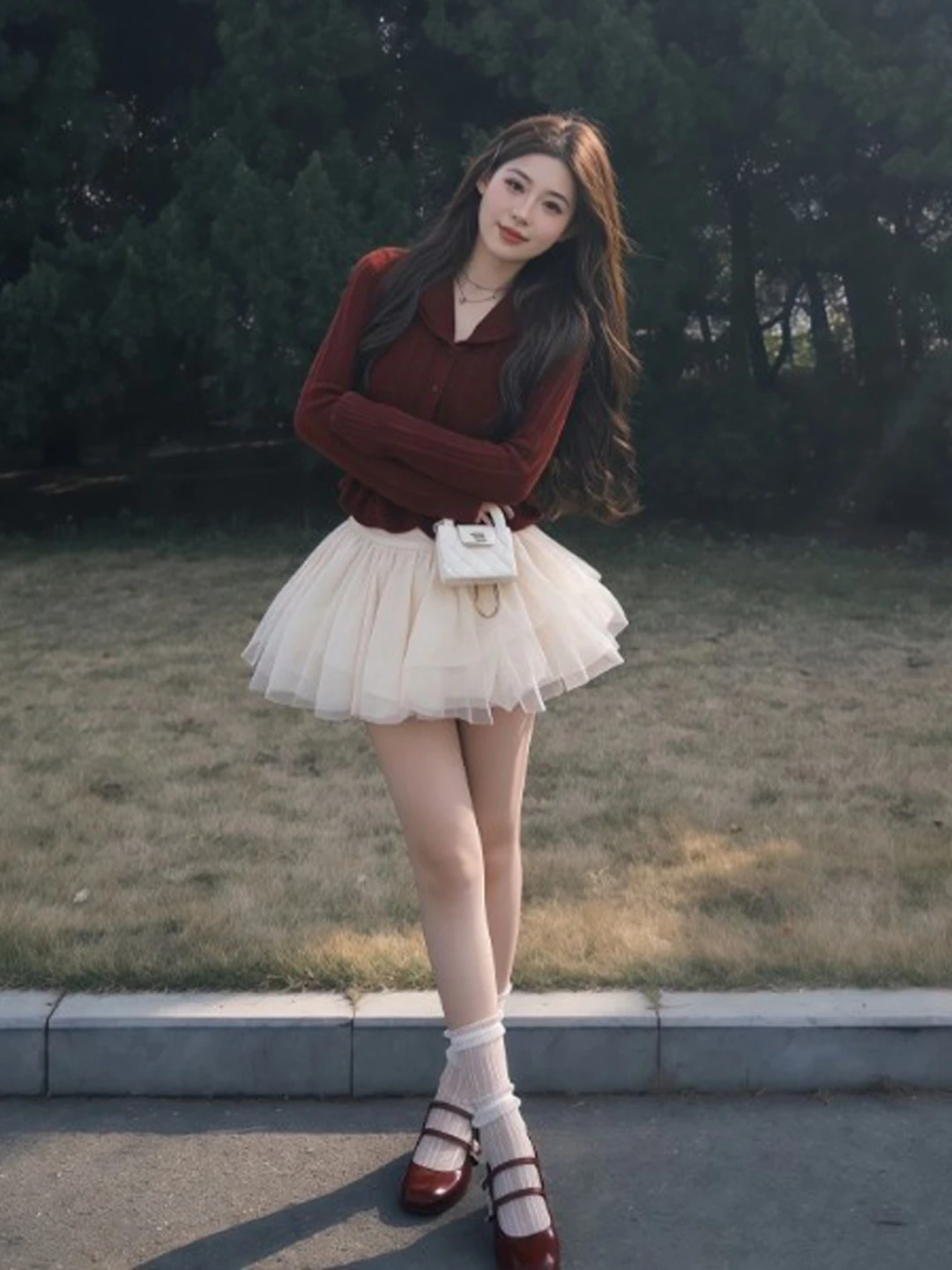 

Красный комплект: свитер и юбка. Нежный, уникальный, красивый, молодежный, весенний, модный, женский, удобный зимний наряд.