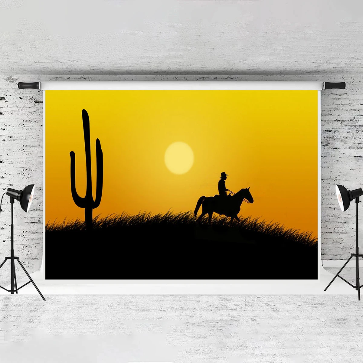 American Western Cowboy Party Backdrop Canyon Rancho Horse Rodeo Sunset Birthday Decor Banner Supplies for Kids Boy Decorations