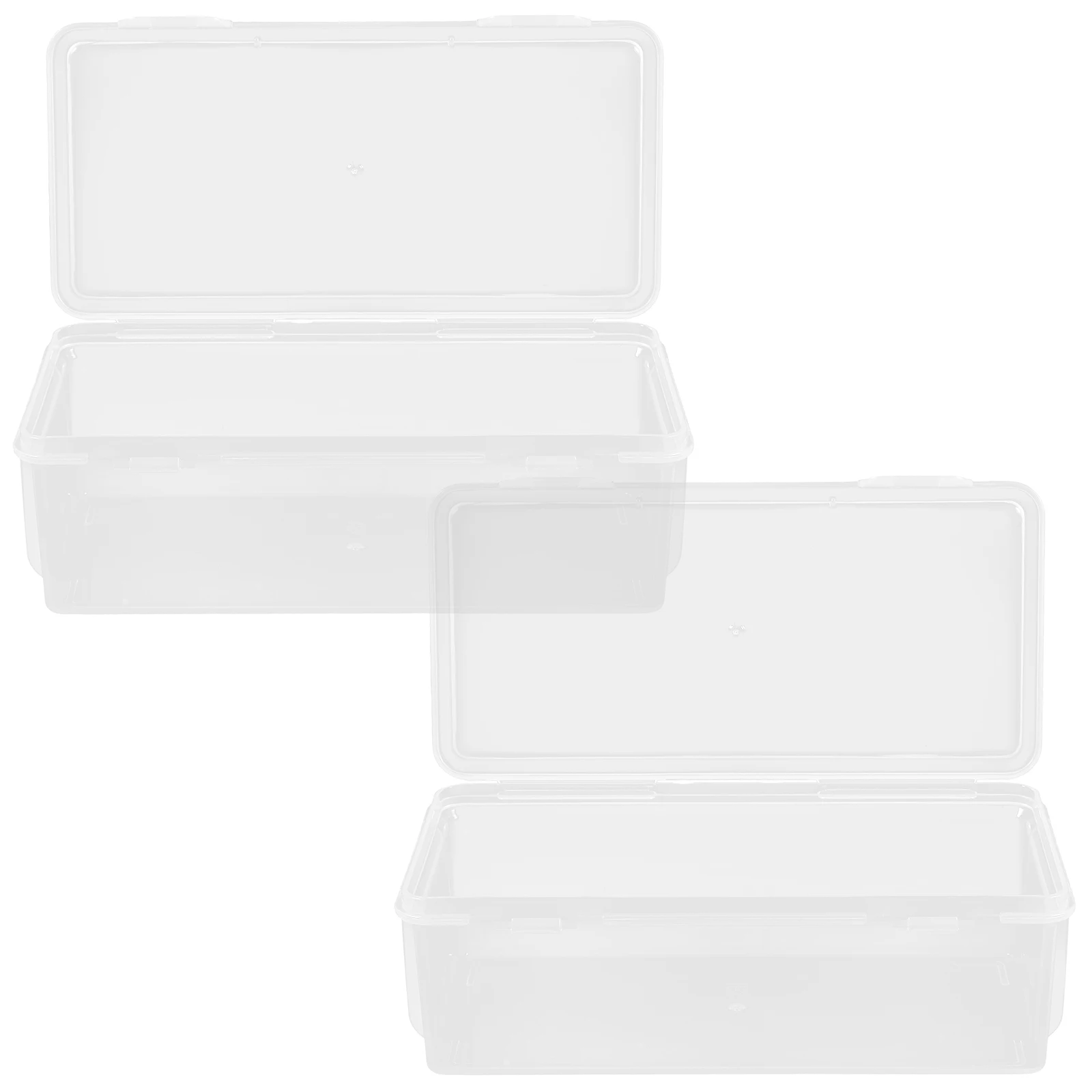 

2 Pcs Transparent Storage Boxes Clear Stacking Bins Lid for Classroom Office Small Plastic Containers Dustproof