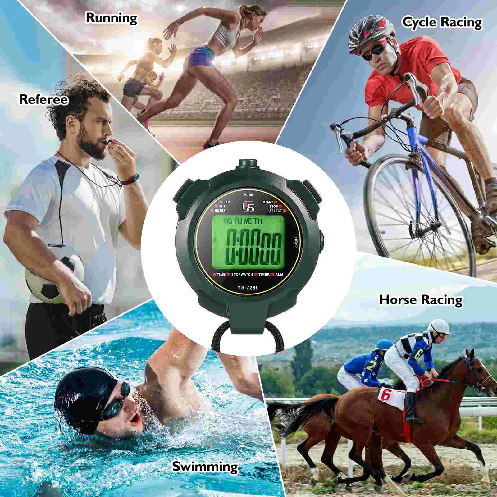 Stopwatch Watches Electronic Timer for Sports Game Training Green Abs Professional Boy