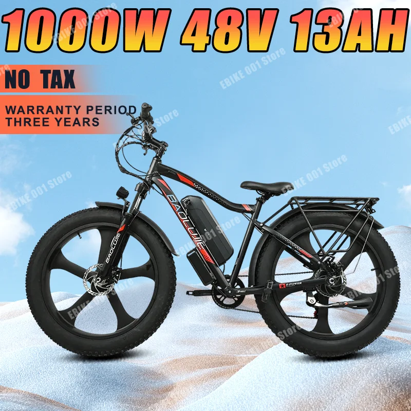 

EU Stock Electric Bicycle 48V 13AH 250W 500W 1000W 26*4inch Fat Tire Display LED Ebike Mountain Off-road MTB Beach Electric Bike