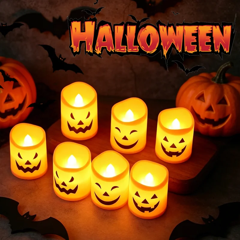Battery Operated Halloween LED Candles Flameless Safe Tea Lights Indoor Home Decor Party Fake Candles Decor
