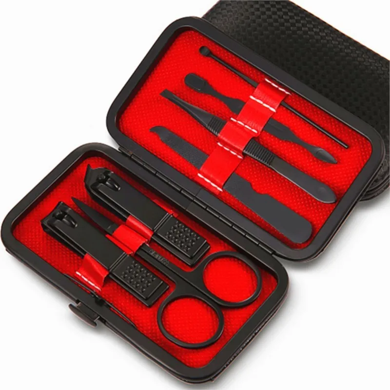 Professional Stainless Steel Nail Clipper Travel & Grooming Kit Nail Tools Manicure & Pedicure Set of 7pcs with Luxurious Case