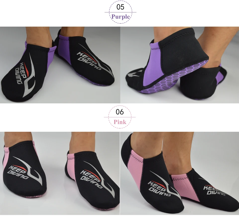 3 mm Neopren bunte Tauchsocken, freche Strandschuhe, Schnorchelausrüstung, Schuhe in Flossen, rutschfeste Heimsocken – Detail 6