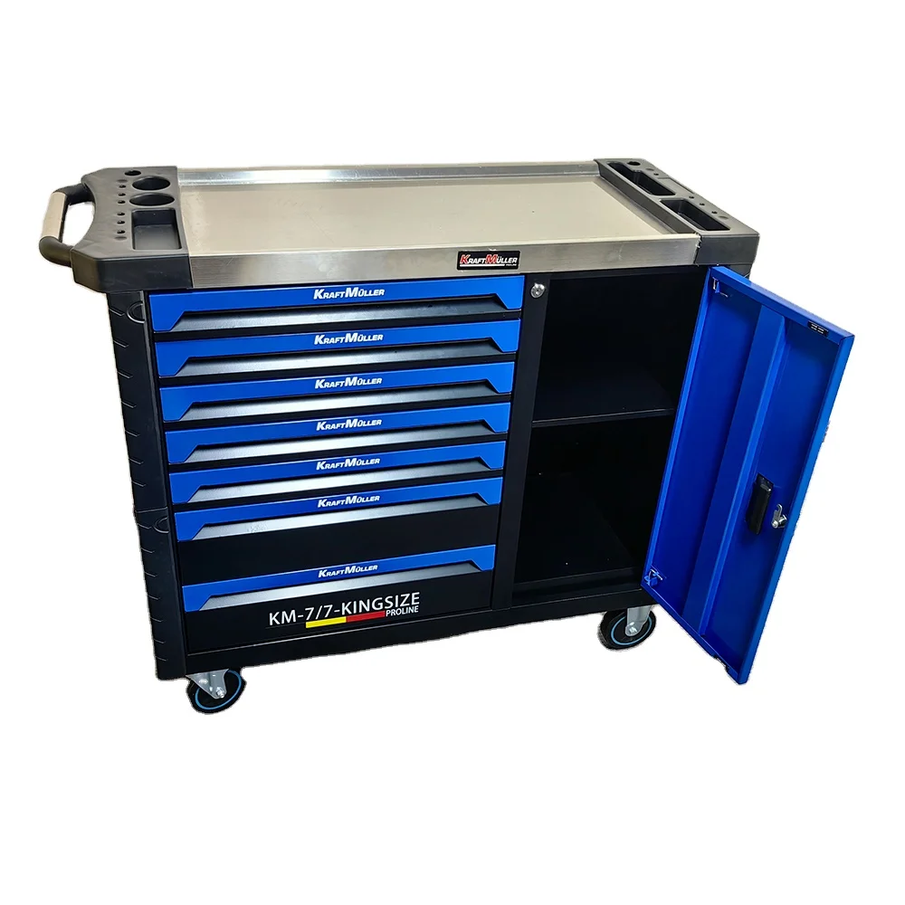 7 Drawers Tool Cabinet With Tools Good Cart High Quality Black And Red Color Design 6 Trays