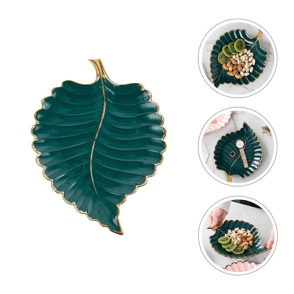 1Pcs Creative Leaf Shaped Jewelry Tray Cake Stand Green Color Even Classic Design Perfect for Events Cake Display Stand