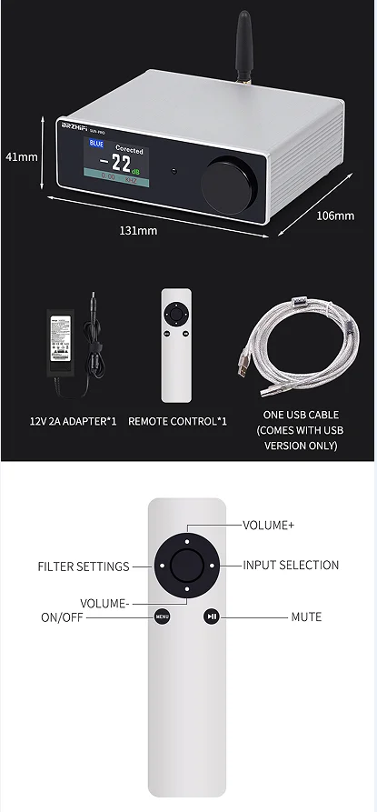 SU9PRO Dual Core ES9038 BT 5.4 USB Decoder HIFI DAC Audio Hifi