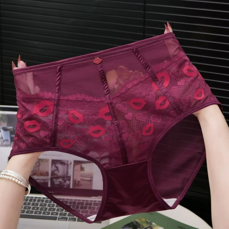

Чистые чувственные красные сексуальные кружевные трусы с высокой талией, женские летние бестселлеры, высококачественные милые пряные треугольные брюки большого размера