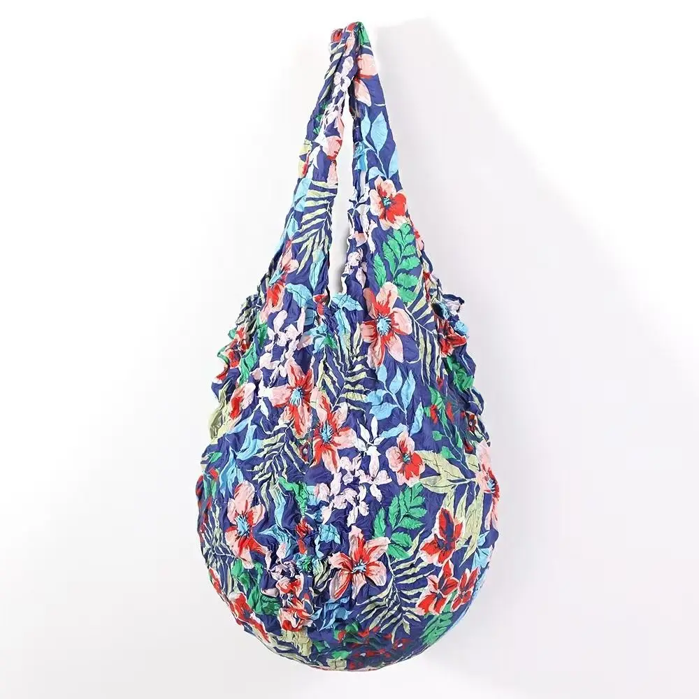 

Reusable Bubble Foldable Stretch Bag Large Capacity Multi Purpose Pleated Flexible Handbag Chiffon Handheld