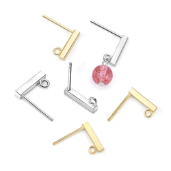 20pcs Gold Stainless Steel Earring Hooks Bar Wires with Loop For DIY Dangle Ear Jewelry Making Findings Supplies Accessories