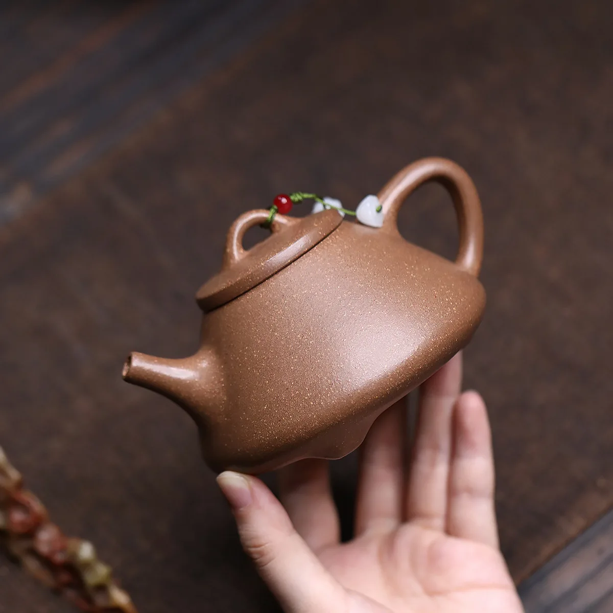 Handmade Yixing Purple Clay Teapot Famous Ore Coarse Sand Old Section Metallurgy Stone Ladle Literati Set 240C