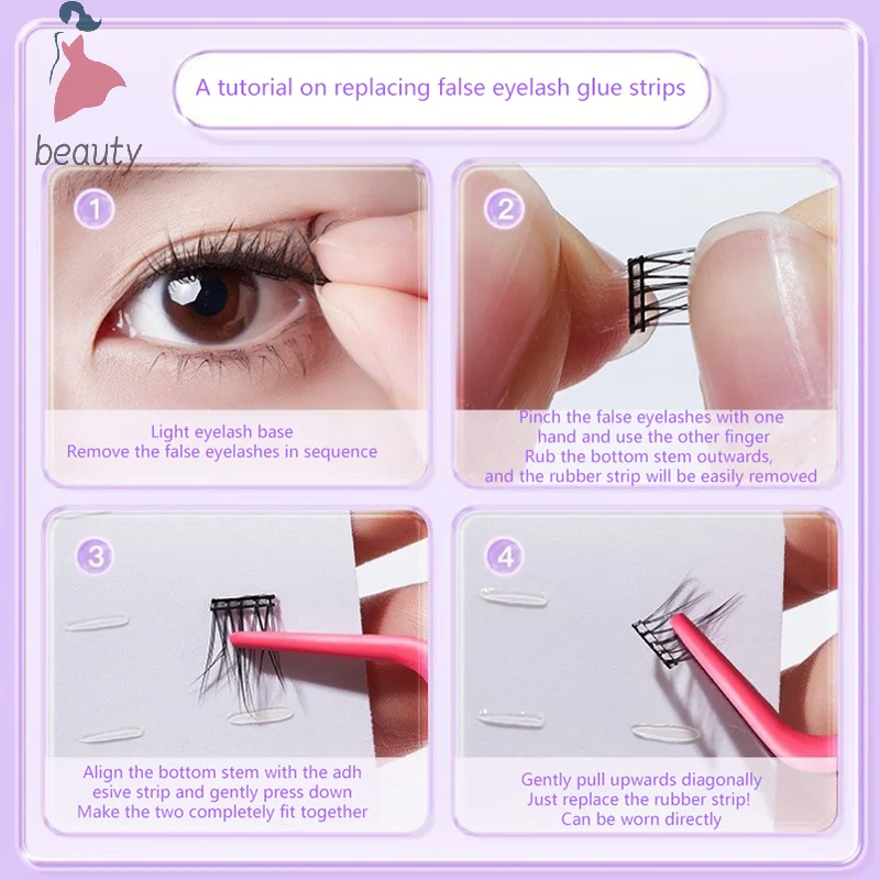 5 Stuks Lijmvrije Nep Wimpers Zelfklevende Strip Lijn Waterdichte Herbruikbare Wimper Lijm Strip Make-Up Tool Lash Plakband