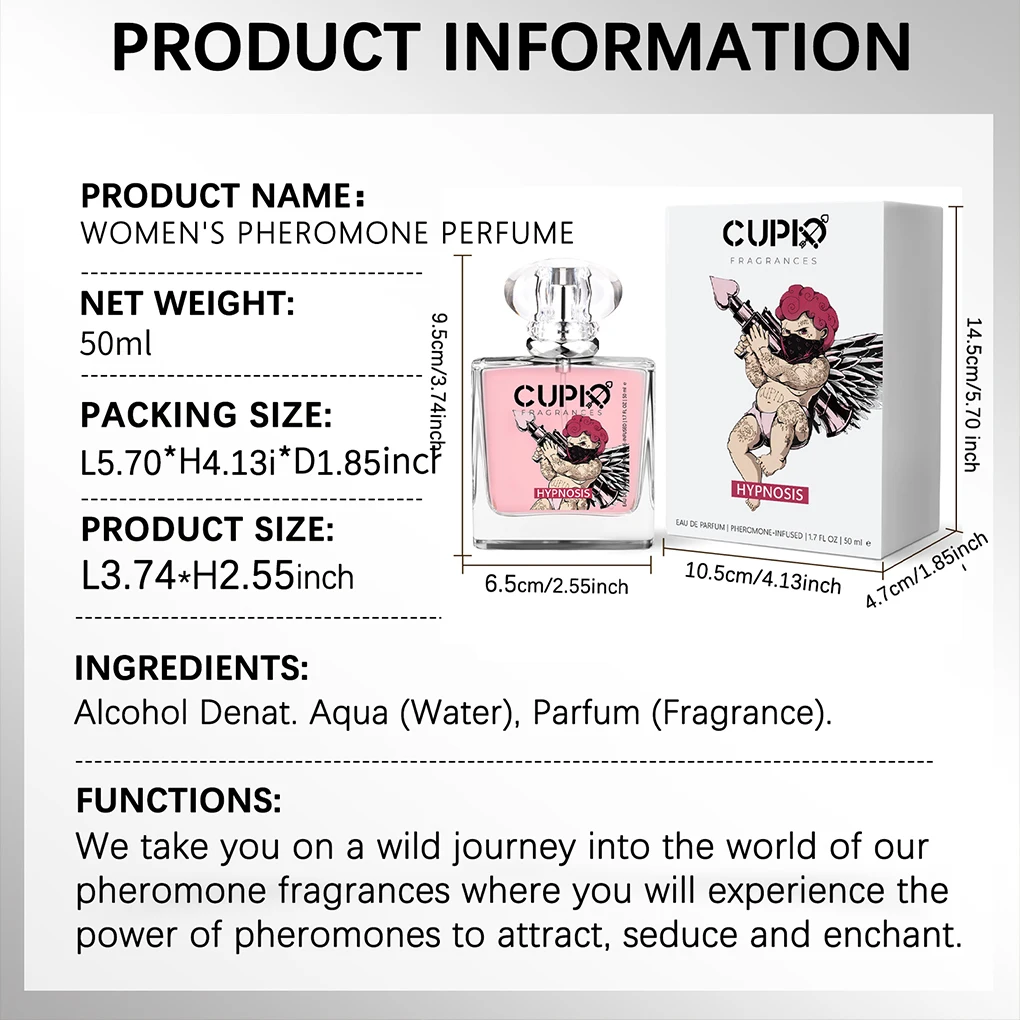 50ML Cupido Charm Toilette per uomini e donne Ipnosi Affascinanti fragranze di colonia per uomini e donne con due bottiglie campioni a mano 5ML